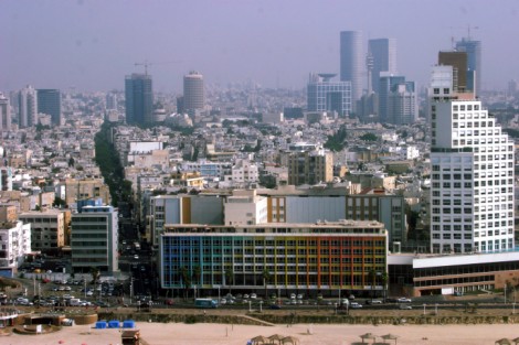 General view of Tel Aviv beach front and the Dan Hotel