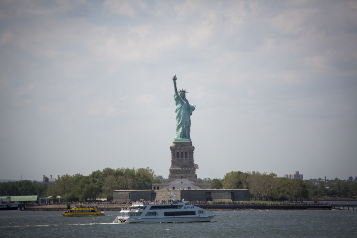 View of the Statue of Liberty, on Liberty Island in the middle of New York Harbor, in Manhattan, New York City . June 6, 2016. Photo by Yonatan Sindel/Flash90 *** Local Caption *** ??? ???? ????? ????? ????? ??? ??????