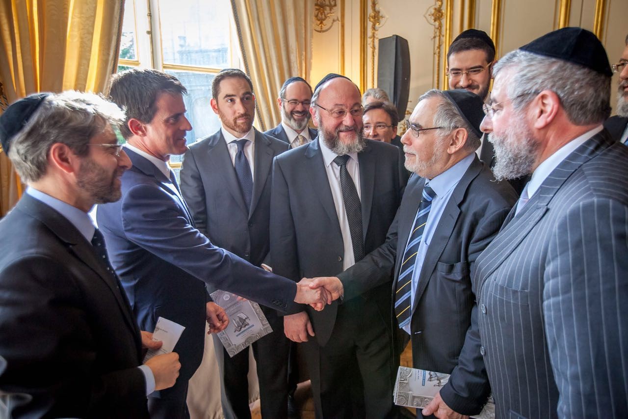 הרב גיגי וראשי ועידת רבני אירופה עם ראש ממשלת צרפת