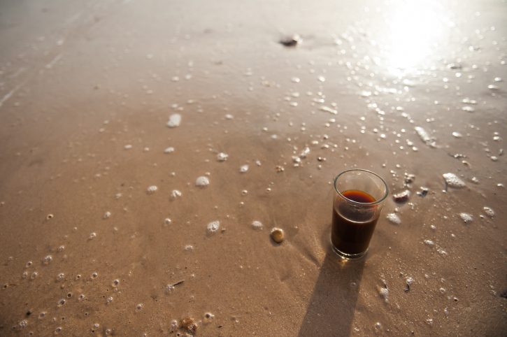 A cup of black coffee on the beach of Paradis Sweir, a desert resort located on the Red Sea shore, South Sinai, Egypt, during the Jewish holiday of Sukkot. October 16, 2016. Photo by Johanna Geron/FLASH90 *** Local Caption *** ???? ???? ???? ?????? ???