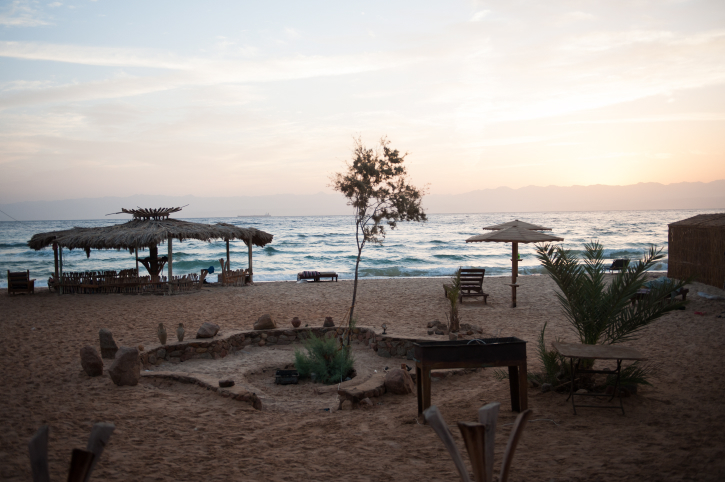 The beach of Paradis Sweir, a desert resort located on the Red Sea shore, South Sinai, Egypt, at sunrise. October 16, 2016. Photo by Johanna Geron/FLASH90 *** Local Caption *** ???? ???? ???? ??????