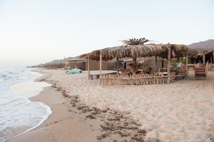 The beach of Paradis Sweir, a desert resort located on the Red Sea shore, South Sinai, Egypt, during the Jewish holiday of Sukkot. October 15, 2016. Photo by Johanna Geron/FLASH90 *** Local Caption *** ???? ???? ???? ?????? ??? ?? ???