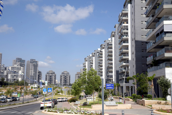 A construction site of new residential buildings in the costal city of Netanya