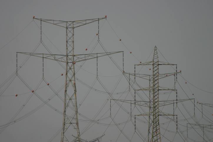 View of electricity lines along a main road in Ramot Menashe
