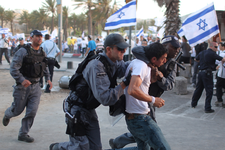Israelis taking part in the annual flags parade as they celebrating Jerusalem Day in the streets of Jerusalem