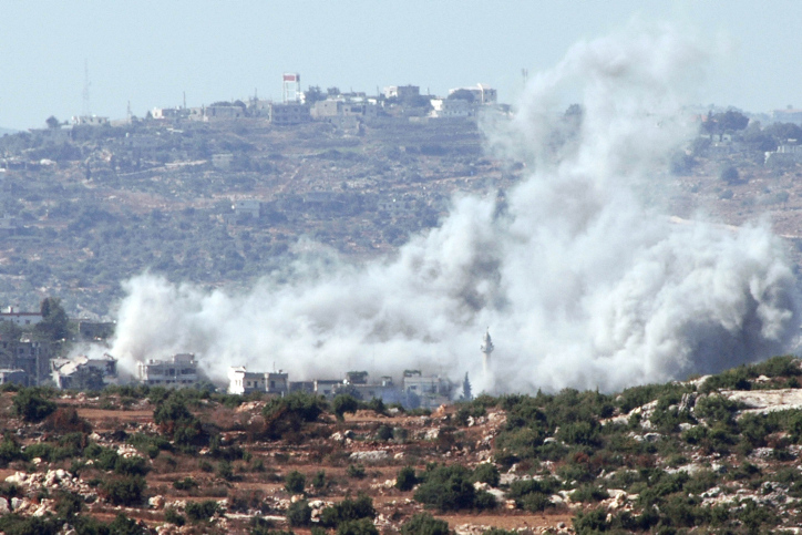 Smoke rises over the Lebanese village of Ata Al Shad