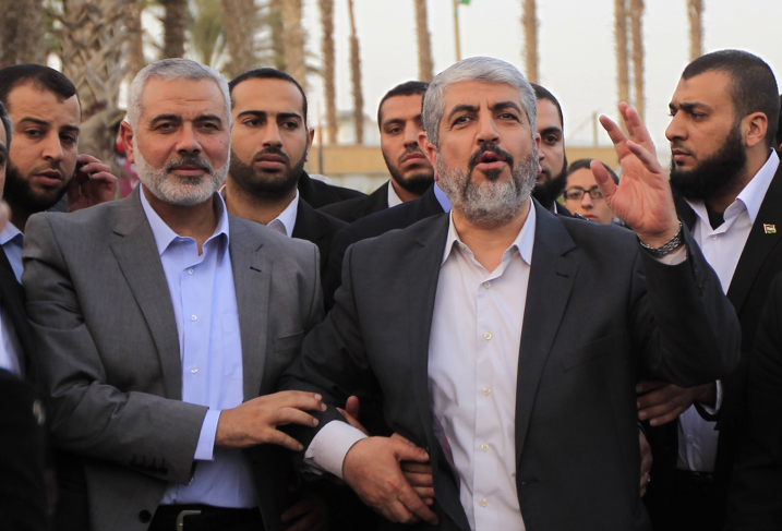 Hamas leader in exile Khaled Meshaal in southern Gaza Strip