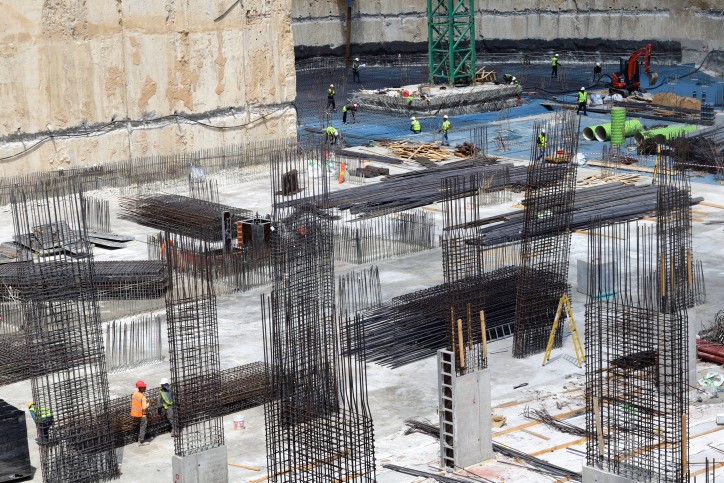 A construction site of new office buildingds in Bnei Brak