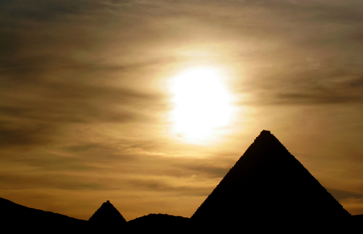 Silhouette of the historical site of the Giza Pyramids
