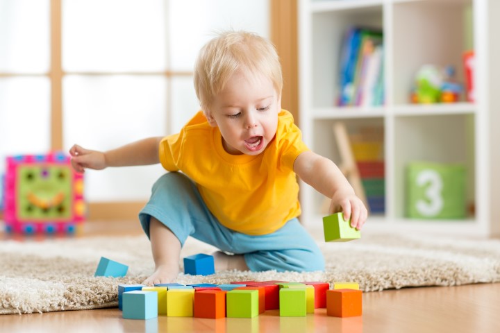 Kid,Toddler,Playing,Wooden,Toys,At,Home,Or,Nursery