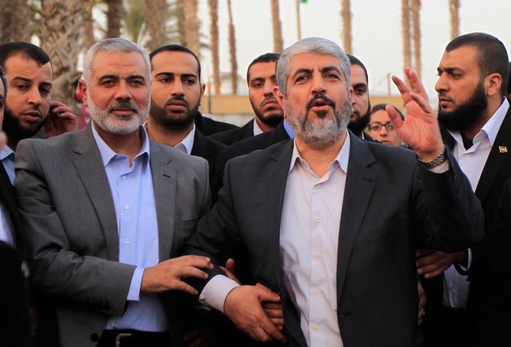 Hamas leader in exile Khaled Meshaal in southern Gaza Strip