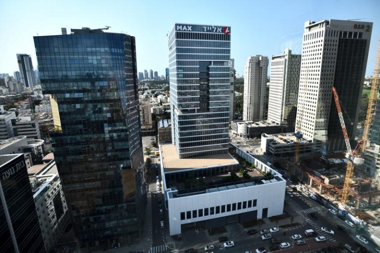 A general view of the financial district in Bnei-Brak