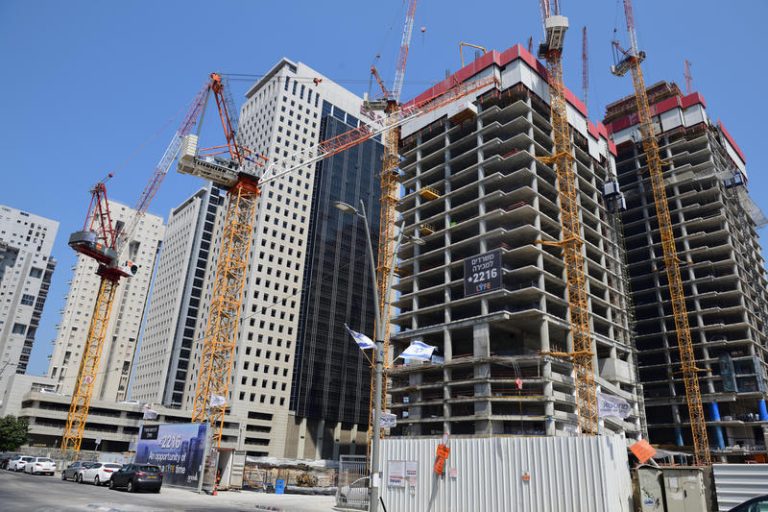 A construction site of new office buildingds in Bnei Brak