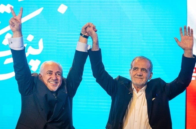 Masoud_Pezeshkian_and_Mohammad_Javad_Zarif_in_Milad_Tower_(cropped)