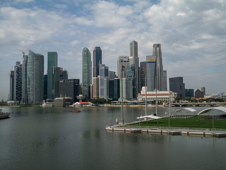 Looking back at downtown Singapore