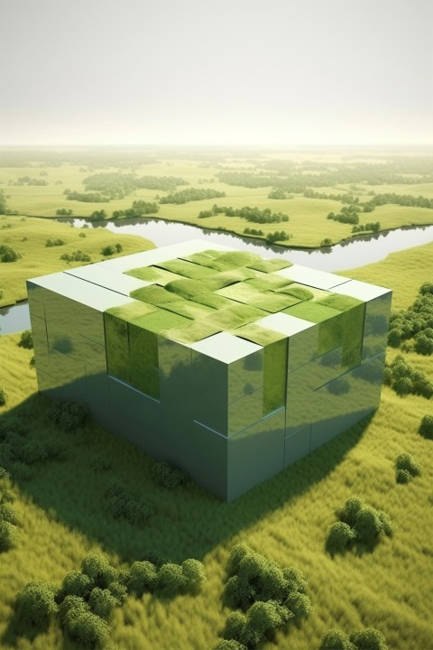 3d-rendering-mirrors-rectangle-nature