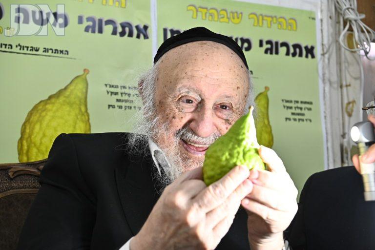 מרן הרב פוברסקי בבדיקת אתרוגי ניימן צילום שוקי לרר (6)