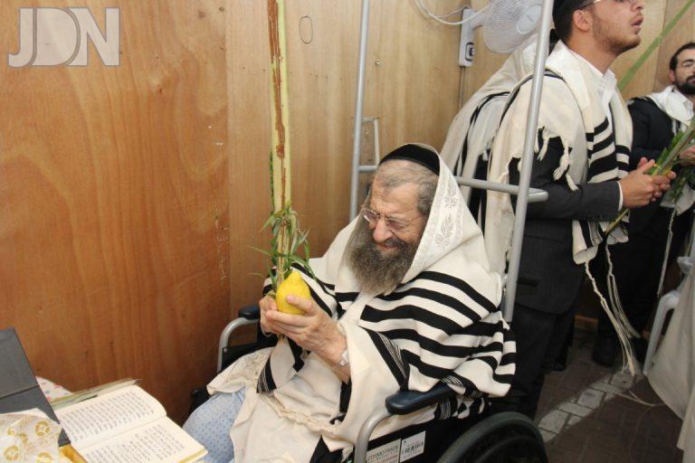 ראש הישיבה רבי מסעוד בן שמעון בנטילת לולב וחבטת הערבה צילום איתי קצב (5)