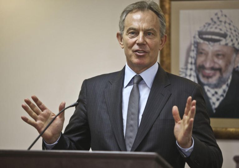 Palestinian Prime Minister Salam Fayyad and Special Envoy to the Quartet of Middle East peacemakers tony Blair