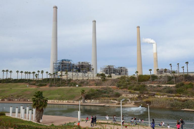Orot Rabin Electricity power station is seen from Nahal Hadera P