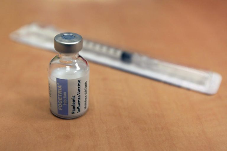 Illustration photo of the ampoule containing swine flu vaccine