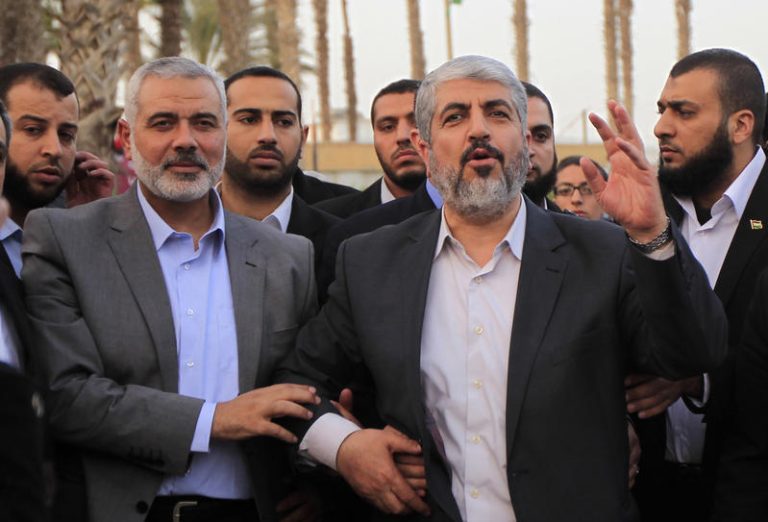 Hamas leader in exile Khaled Meshaal in southern Gaza Strip