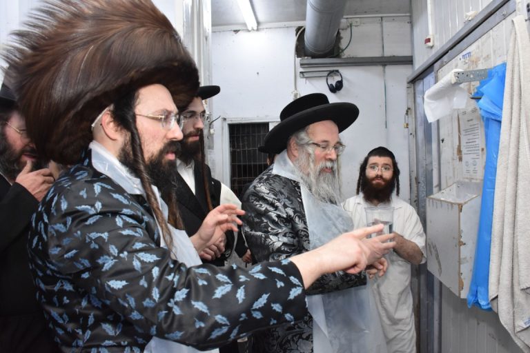 מעזבוז באפיית מצות עם אביו האדמו''ר מראחוב צילום יהודה פרקוביץ (31)